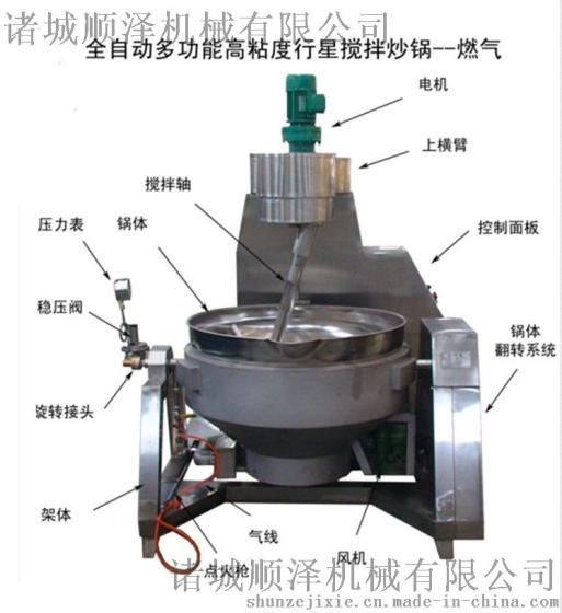 厂家直销顺泽牌 刮底搅拌大型炒菜锅 食堂炒蛋锅 全自动行星搅拌炒锅 炒锅设备生产厂家