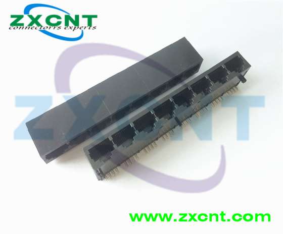 RJ45八口8P8C网络连接器，90度1X8网口插座