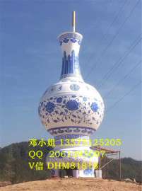 25米高仿真青花瓷葫芦雕塑大型玻璃钢葫芦雕塑树脂青花瓷雕塑梅州厂家