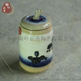 长沙窑古典纯手工手绘创意陶瓷密封茶叶罐茶叶存储罐粗陶茶具礼品