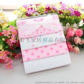 柔飞婴儿纯棉床单全棉包巾包单裹布76*76 4条丝带装