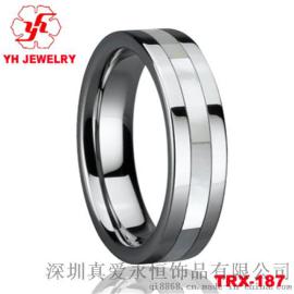 钨金戒指 钨钢戒指 厂家批发 欧美流行贝壳钨钢戒指情侣对戒 粉色海贝壳指环 真爱永恒 YH TRX-187