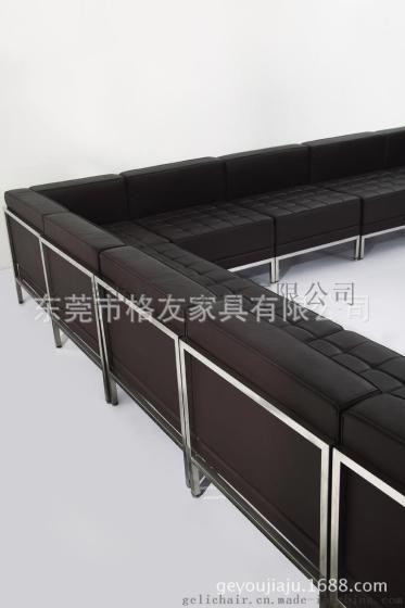 真皮办公转角沙发，皮面大堂沙发