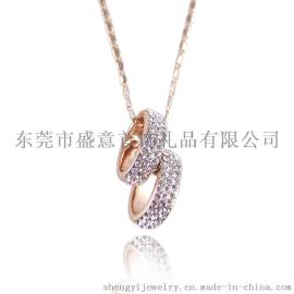 东莞盛意饰品厂定制开发定制 真金电镀时尚韩版幸福天伦项链吊坠