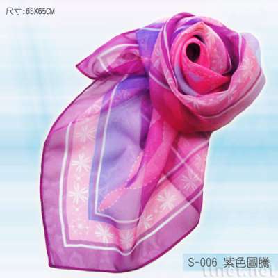 紫色图腾丝巾（S-006）