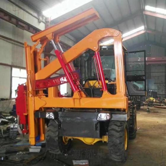 装载式护栏打桩机 压桩机 公路护栏钻孔机 护栏立柱专用钻孔机图片