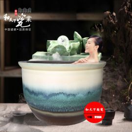 龙达温泉泡澡缸 定做 青花洗浴大缸