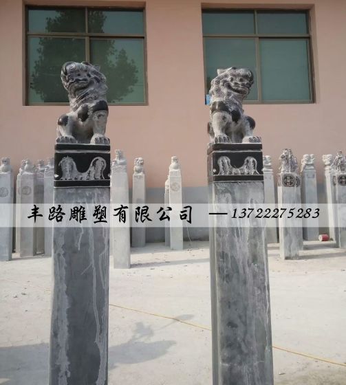 仿古石雕狮子貔貅拴马桩拴马柱一对门口摆件