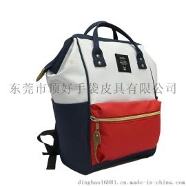 创意女士双肩背包 牛津布拼接男式休闲包 大容量夹子包