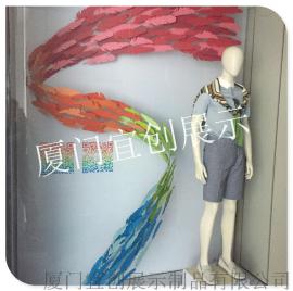 橱窗展示陈列制作与橱窗，美陈装饰布置玻璃钢道具制作