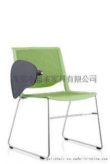 加厚塑料培训椅 塑料带写字板椅 塑料办公堆叠椅 实心管塑料椅