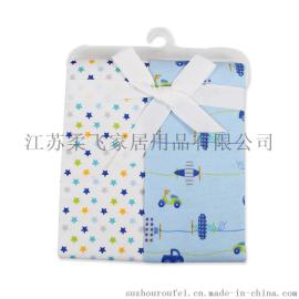 柔飞纯棉法兰绒儿童床单高档婴童床品印花被单76*76 2条装