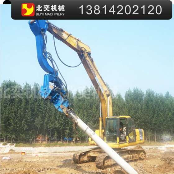 打太阳能光伏水泥管桩液压振动锤震动锤打拔桩机打桩机