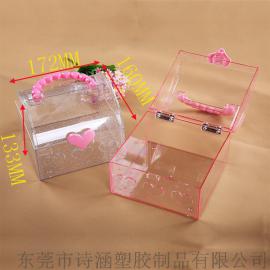 高透明塑料手提盒 精美时尚 化妆品收纳盒 东莞生产厂家直销