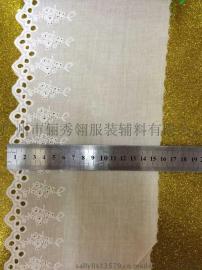 厂家生产纯棉刺绣花边,水溶棉条码花边