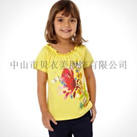 童T恤 外贸童装批发 女童短袖纯棉T恤 欧美纯棉童装 儿童短袖T恤衫