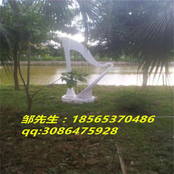 玻璃钢乐器 婚庆竖琴摆设 钢琴烤漆白色乐器竖琴雕塑定制