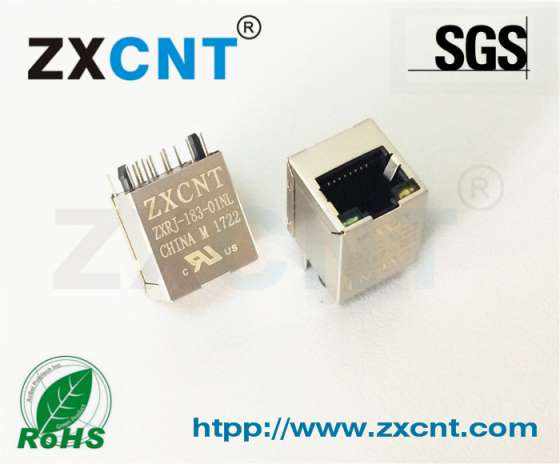 RJ45立式带灯百兆变压器插座兼容HR951180A