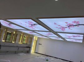 惠州软膜灯箱工程承接写字楼透光膜吊顶高清UV软膜喷画就在创新美装饰公司