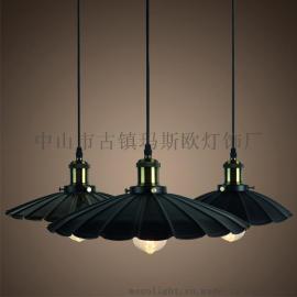 复古loft北欧美式乡村铁艺吊灯 创意个性吧台餐厅单头锅盖灯爆款MS-P6030
