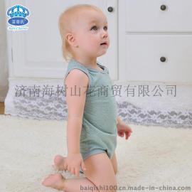百奇氏品牌BP001婴幼儿纯棉夏装条纹信封领背心连体衣 夏季无袖三角连体衣